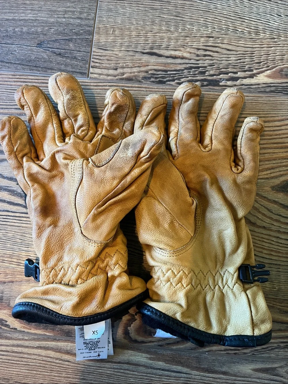 Smartwool Tan and Black Leather Work Gloves